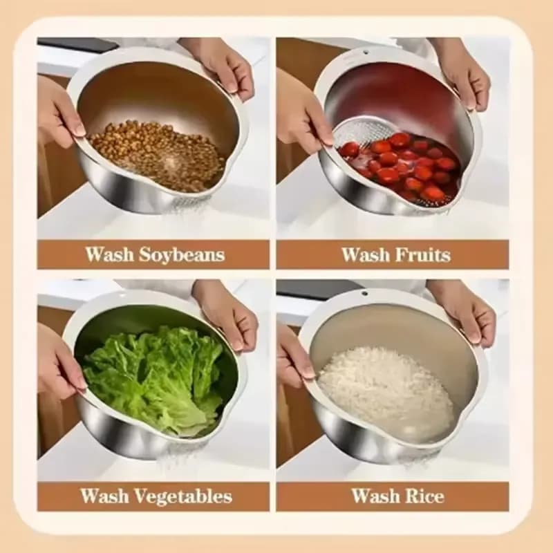 Stainless Steel Washing Strainer 26cm - Fruit & Vegetable Drain Basket Colander - Price in Bangladesh - image 4