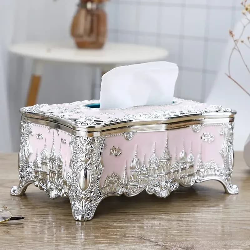 Luxury Decorative Tissue Box Holder - Metal Napkin Case for Home & Car - Price in Bangladesh - image 2