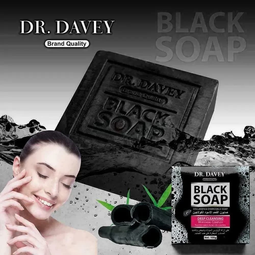 Dr. Davey Black Soap with Collagen & Charcoal - Deep Cleansing Whitening Soap 100g - Price in Bangladesh - image 2