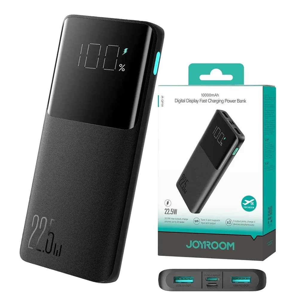 Joyroom JR-QP191 Power Bank 10000mAh - 22.5W Fast Charging Digital Display - Price in Bangladesh