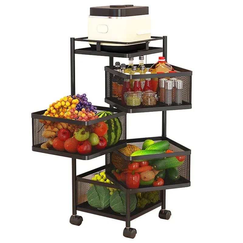 5 Layer Square Kitchen Rack - Multipurpose Steel Storage Shelf Organizer - Price in Bangladesh - image 4