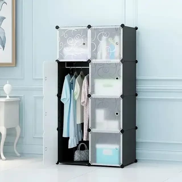 Portable Plastic Storage Wardrobe - DIY Modular Cube Cloth Cabinet - Price in Bangladesh