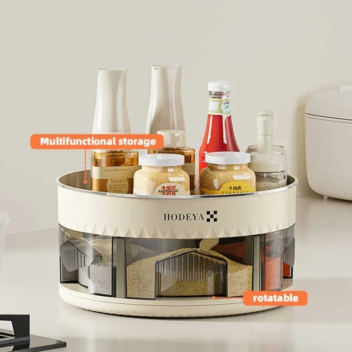 360° Rotating Spice Organizer - Double Layer Kitchen Turntable Rack - Price in Bangladesh - image 3