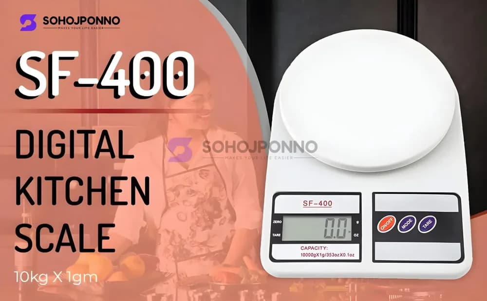 SF-400 Digital Kitchen Scale 10kg - Electronic LCD Food Weight Machine - Price in Bangladesh