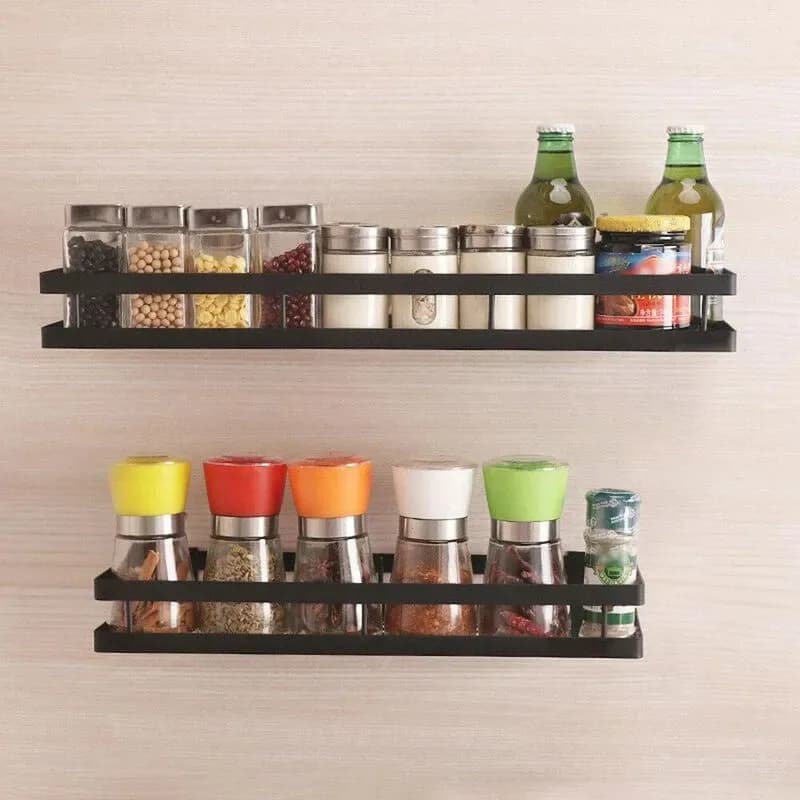 Iron Spice Rack - Wall Mounted Masala Jar Organizer Shelf - Price in Bangladesh