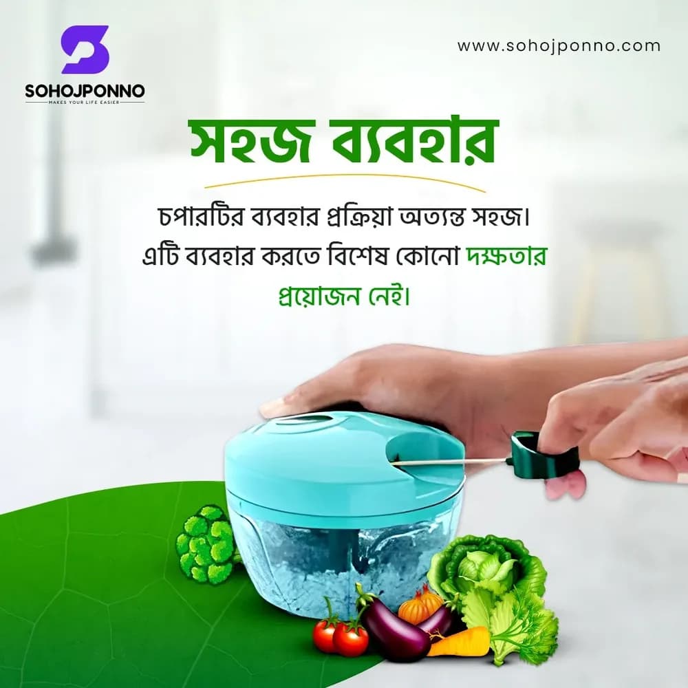 Anjani Quick Vegetable Chopper 350ml - Hand Pull Manual Cutter with 3 Blades - Price in Bangladesh