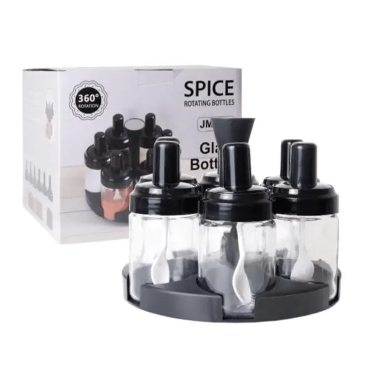 6 Pcs Rotating Spice Jar Set - 360° Carousel Masala Rack Organizer - Price in Bangladesh