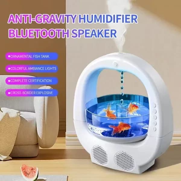 Anti-Gravity Water Drop Humidifier with Bluetooth Speaker - 7 Colour LED Night Light - Price in Bangladesh