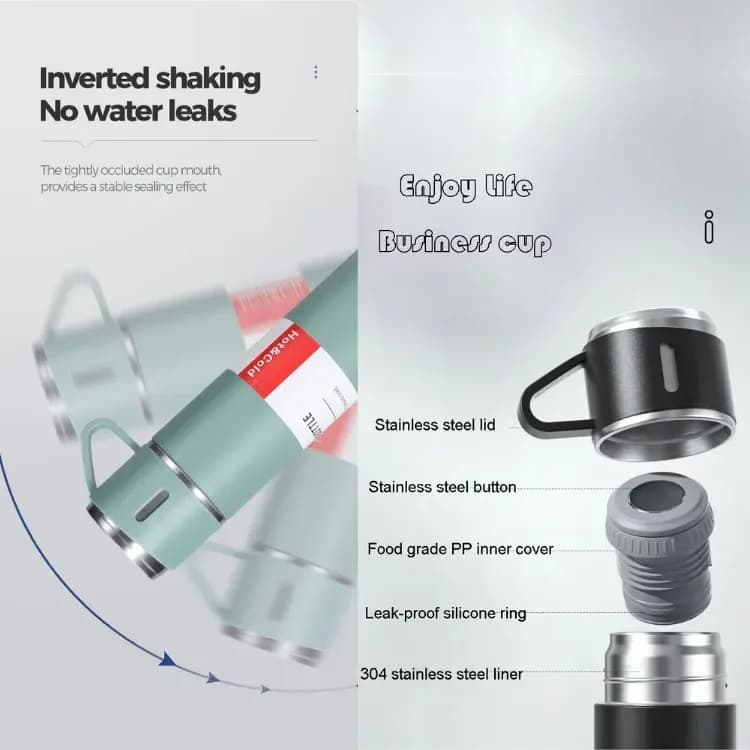 3 in 1 Vacuum Insulated Thermal Flask 500ml with Cup Set - Stainless Steel Hot & Cold Flask - Price in Bangladesh - image 7