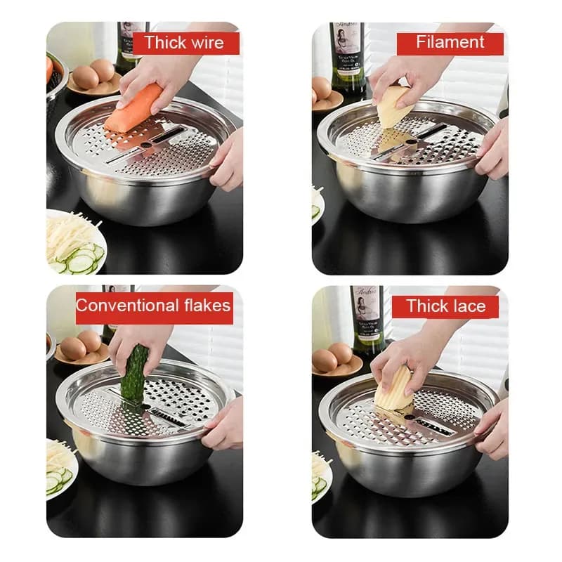3 in 1 Stainless Steel Vegetable Cutter with Drain Basket - Multifunctional Kitchen Basin - Price in Bangladesh - image 5