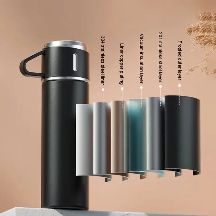 3 in 1 Vacuum Insulated Thermal Flask 500ml with Cup Set - Stainless Steel Hot & Cold Flask - Price in Bangladesh - image 6
