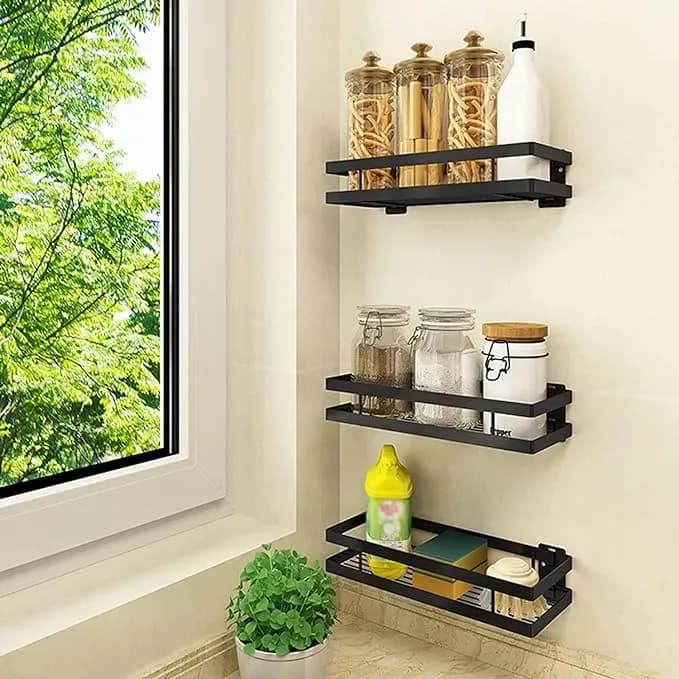 Iron Spice Rack - Wall Mounted Masala Jar Organizer Shelf - Price in Bangladesh - image 4