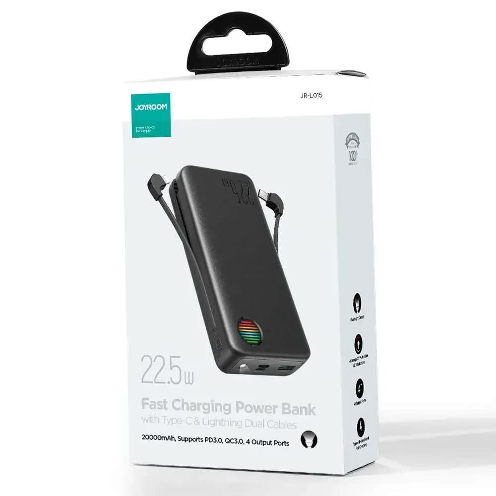 Joyroom JR-L015 Power Bank 22.5W with Dual Built-in Cables - Fast Charging Charger - Price in Bangladesh