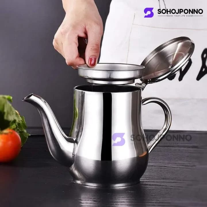 Stainless Steel Oil Pot with Filter - Cooking Oil Strainer Container & Dispenser - Price in Bangladesh - image 2