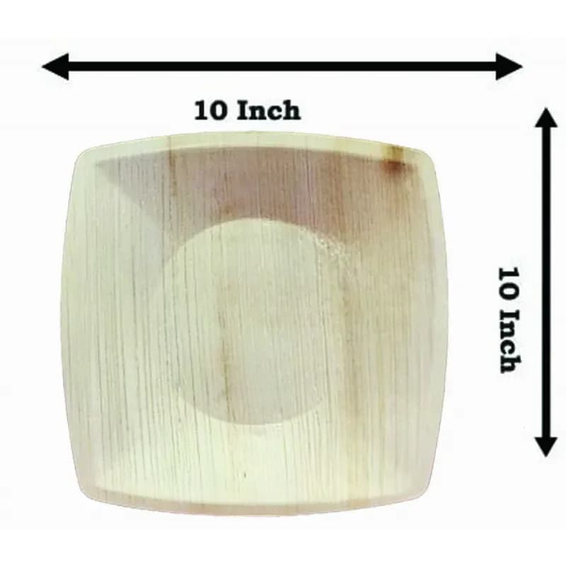 Areca Palm Leaf Square Plate 10 Inch - 6 Pcs Eco Friendly Biodegradable Dinner Plate - Price in Bangladesh - image 2