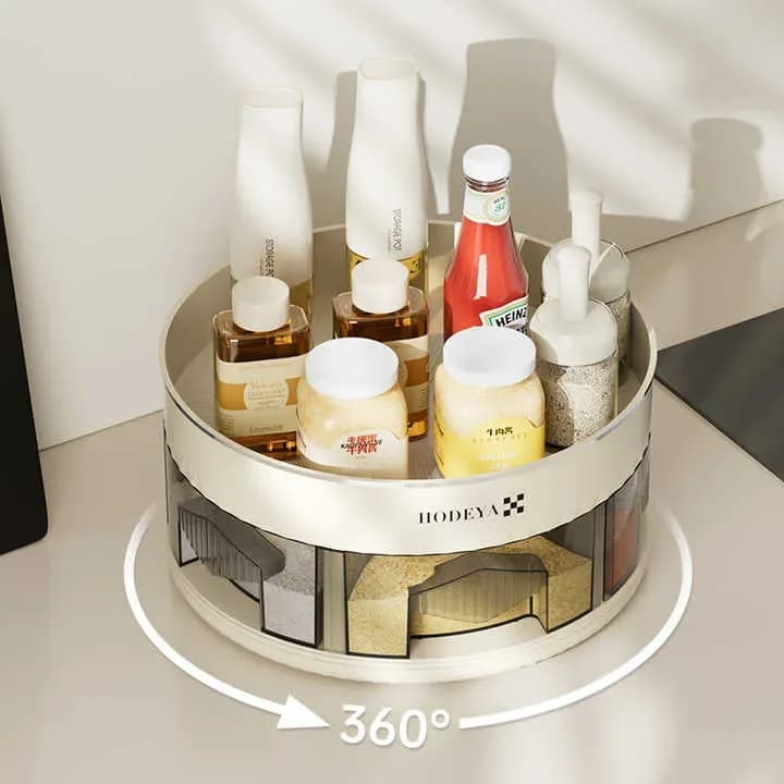 360° Rotating Spice Organizer - Double Layer Kitchen Turntable Rack - Price in Bangladesh - image 4