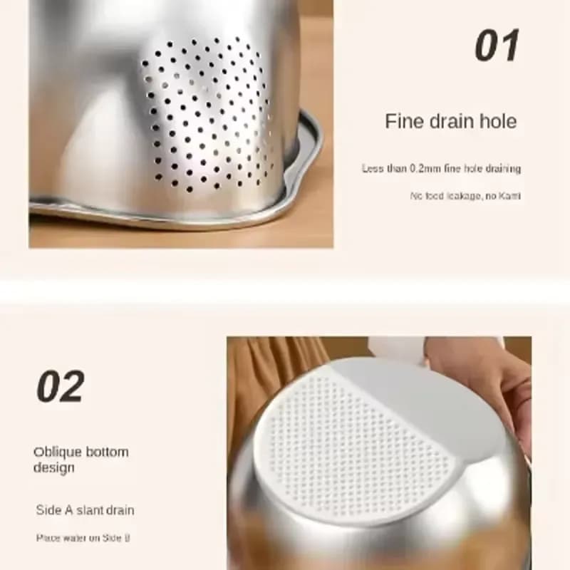 Stainless Steel Washing Strainer 26cm - Fruit & Vegetable Drain Basket Colander - Price in Bangladesh - image 2