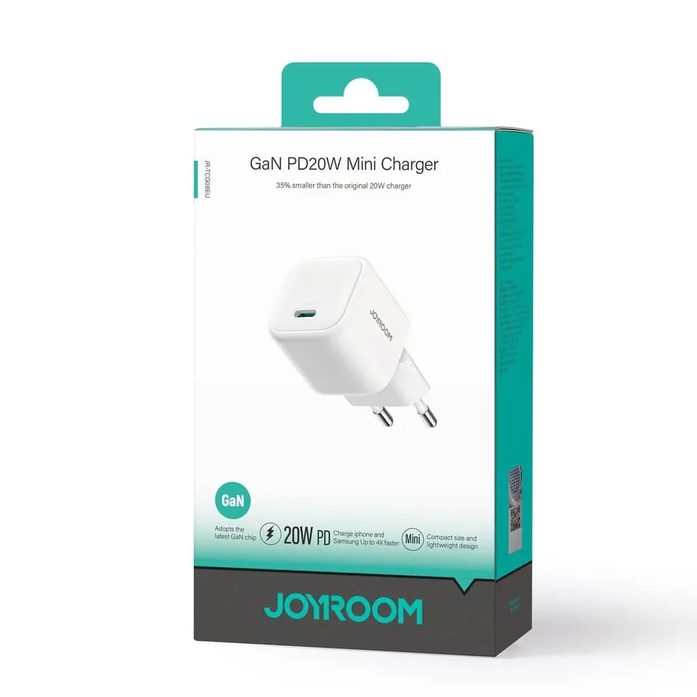 Joyroom JR-TCG08 GaN Charger PD 20W - Mini Fast Charging Wall Adapter - Price in Bangladesh