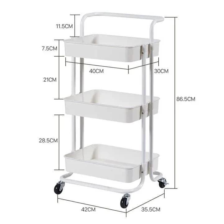 3 Layer Kitchen Trolley Rack - Rolling Storage Cart with Wheels - Price in Bangladesh - image 3