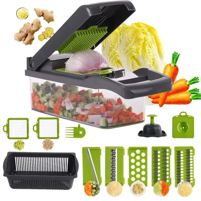 16 in 1 Multifunctional Vegetable Chopper - Cutter, Slicer, Grater & Dicer Set - Price in Bangladesh