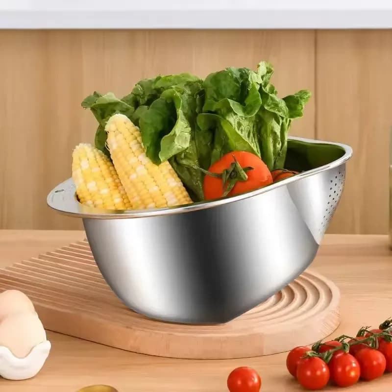 Stainless Steel Washing Strainer 26cm - Fruit & Vegetable Drain Basket Colander - Price in Bangladesh - image 3