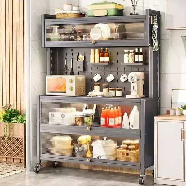 Carbon Steel Multi-Layer Storage Cabinet with Wheels - Large Rolling Kitchen Cabinet - Price in Bangladesh