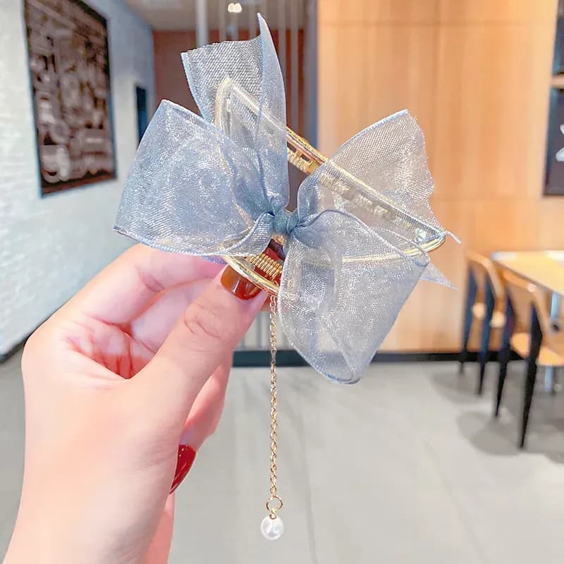 VelvetPearl Bow Clip – Blue Edition 💙