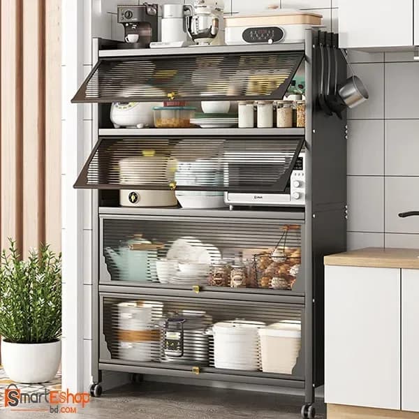 Carbon Steel Multi-Layer Storage Shelves with Wheels - Open Rolling Storage Rack - Price in Bangladesh