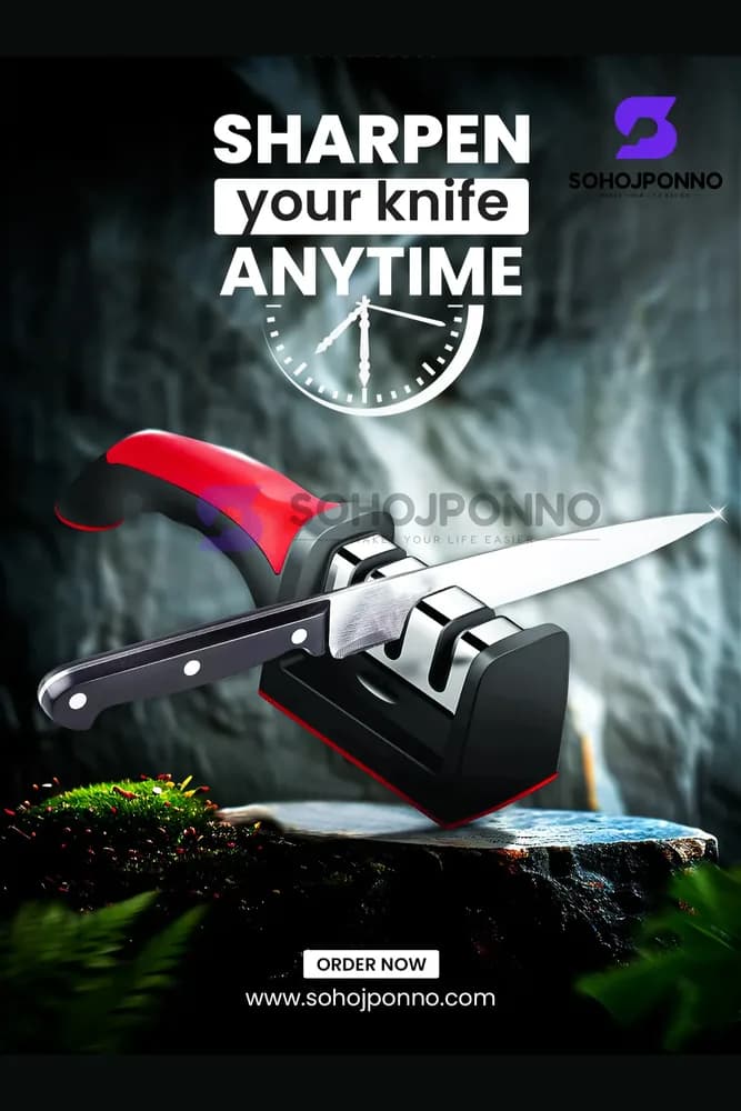 3 Stage Knife Sharpener - Manual Kitchen Knife & Scissor Sharpening Tool - Price in Bangladesh - image 4