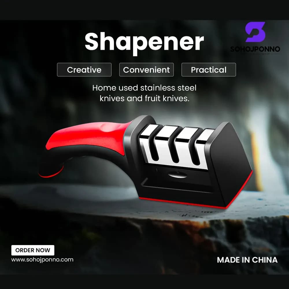 3 Stage Knife Sharpener - Manual Kitchen Knife & Scissor Sharpening Tool - Price in Bangladesh - image 2