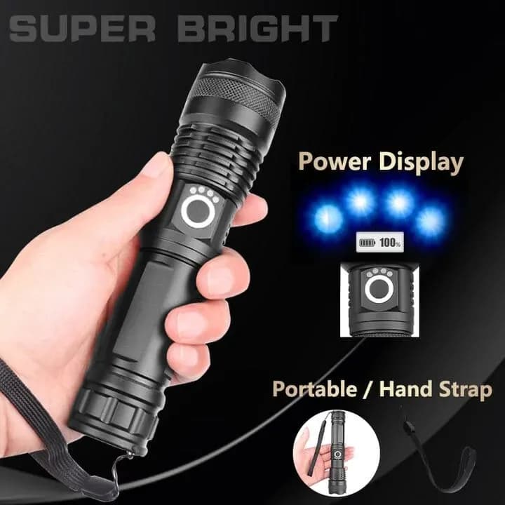 Rechargeable Zoom LED Flashlight - USB Charging High Power Torch Light - Price in Bangladesh - image 2