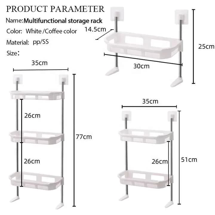 3 Tier Multifunctional Storage Rack - Kitchen & Bathroom Wall Hanging Organizer Shelf - Price in Bangladesh - image 2