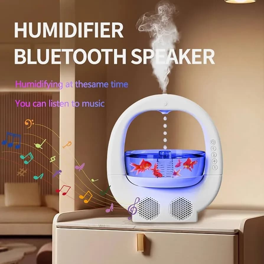 Anti-Gravity Water Drop Humidifier with Bluetooth Speaker - 7 Colour LED Night Light - Price in Bangladesh - image 3