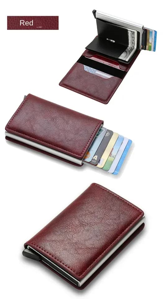 Anti-Theft RFID Blocking Smart Leather Card Holder Wallet