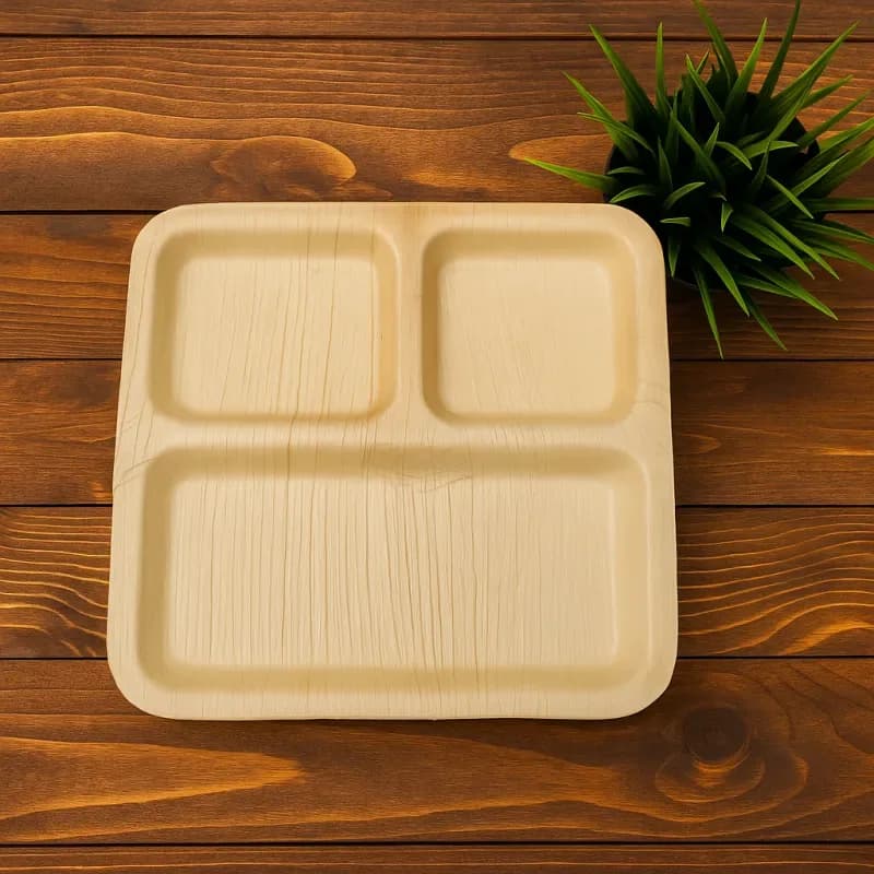 Areca Palm Leaf Partition Plate 10 Inch - 6 Pcs Compartment Eco Dinner Plate - Price in Bangladesh - image 2