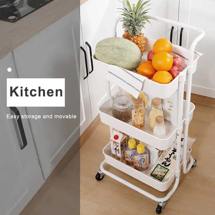 3 Layer Kitchen Trolley Rack - Rolling Storage Cart with Wheels - Price in Bangladesh - image 4