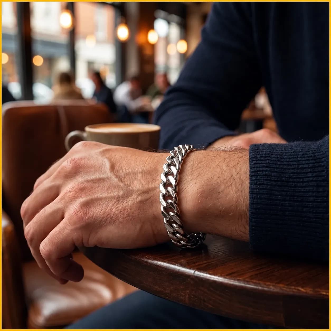 Premium Stainless Steel Cuban Bracelet – Geometric Double‑Woven Hip Hop Style
