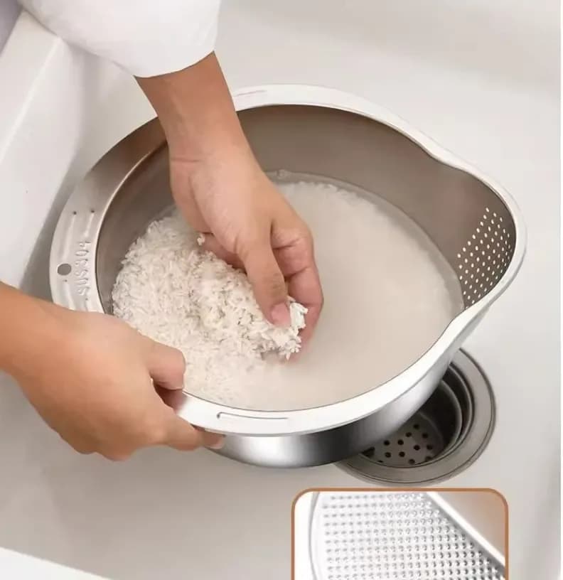 Stainless Steel Washing Strainer 26cm - Fruit & Vegetable Drain Basket Colander - Price in Bangladesh