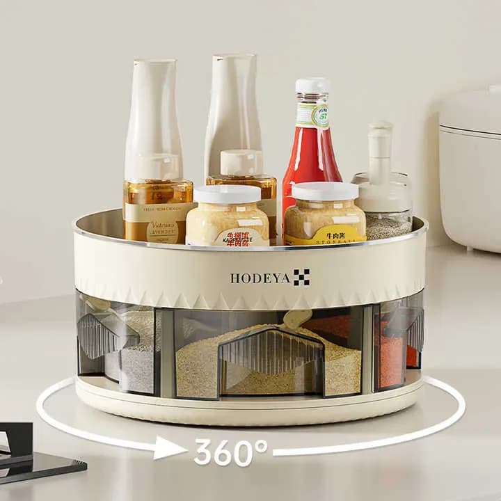 360° Rotating Spice Organizer - Double Layer Kitchen Turntable Rack - Price in Bangladesh