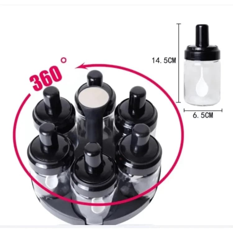 6 Pcs Rotating Spice Jar Set - 360° Carousel Masala Rack Organizer - Price in Bangladesh - image 3