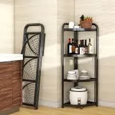 4 Layer Foldable Corner Shelf - Adjustable Bathroom & Kitchen Corner Organizer - Price in Bangladesh