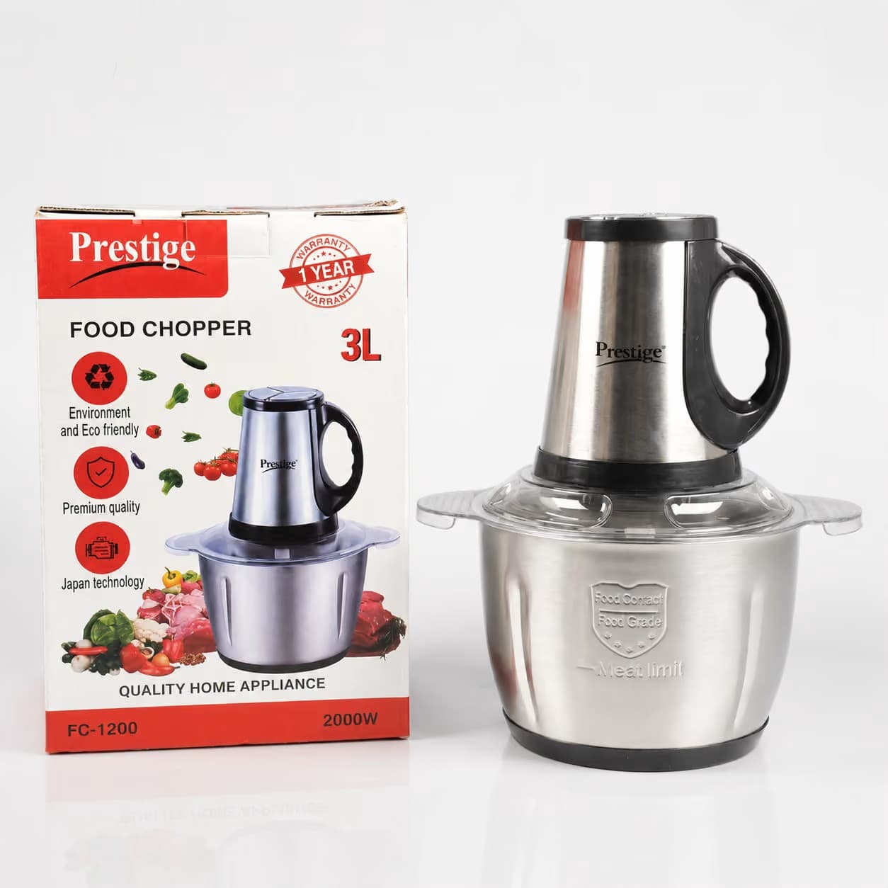 Prestige Stainless Steel Electric Meat Grinder & Chopper