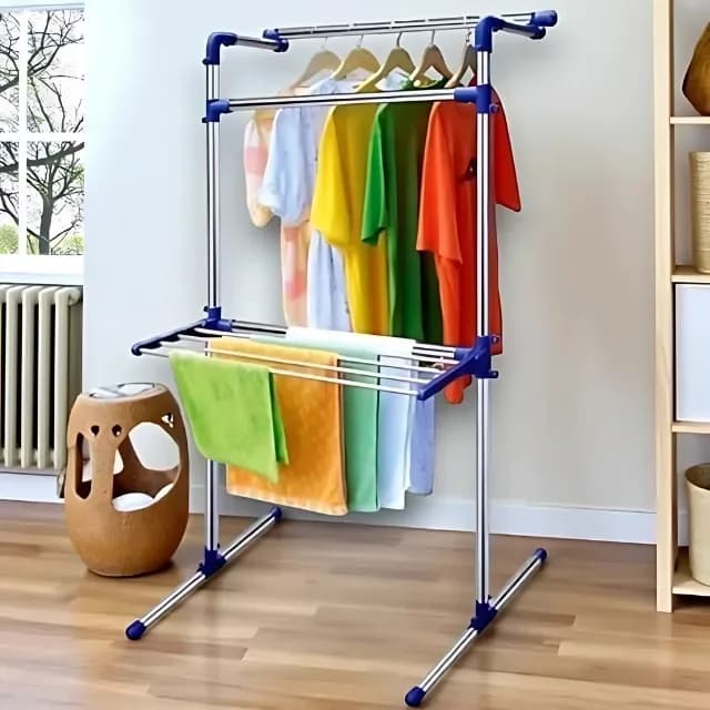 Portable Multifunctional Clothing & Drying Rack - Rolling Garment Stand with Shelves - Price in Bangladesh