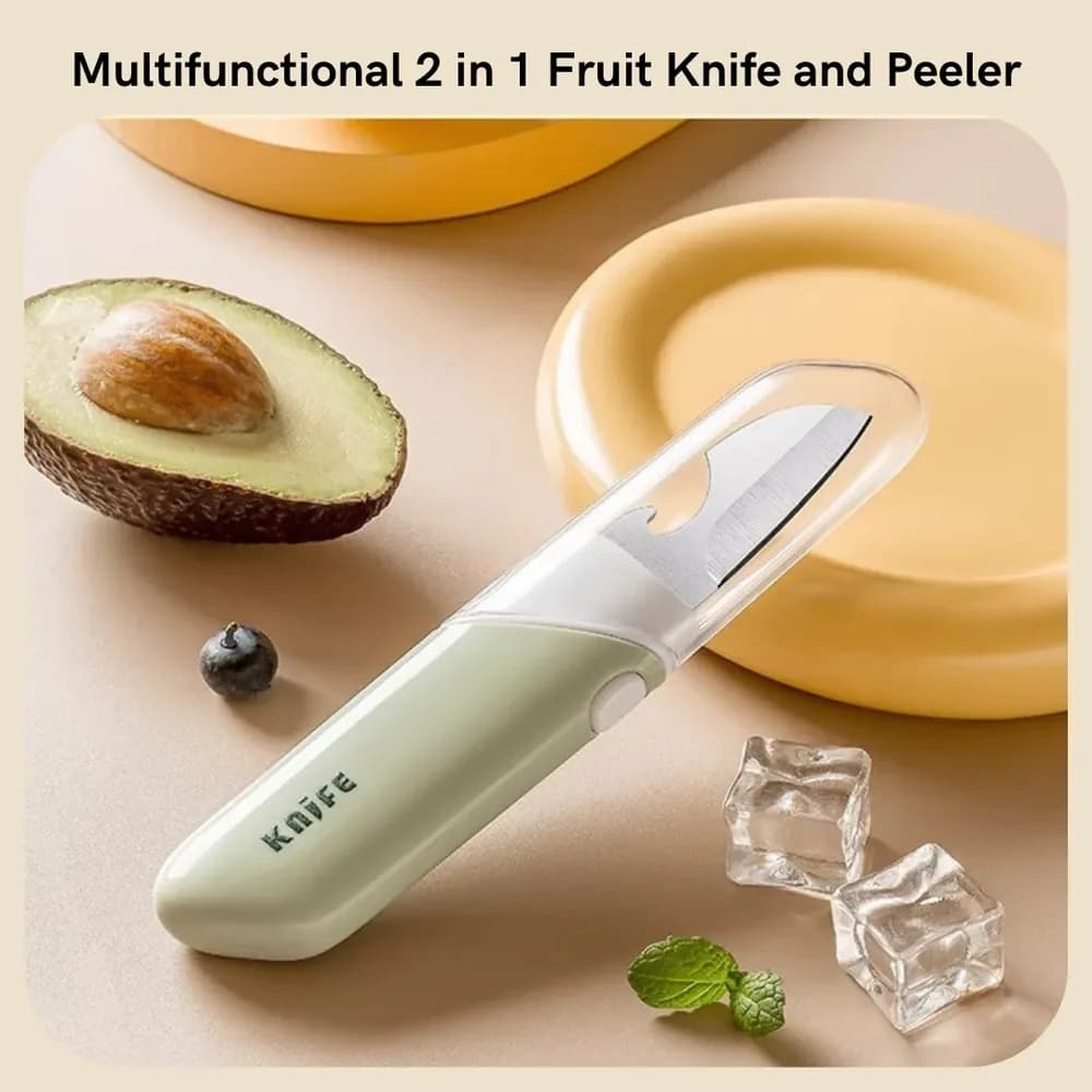 2 in 1 Fruit Knife & Peeler - Multifunctional Stainless Steel Dual Use Kitchen Tool - Price in Bangladesh
