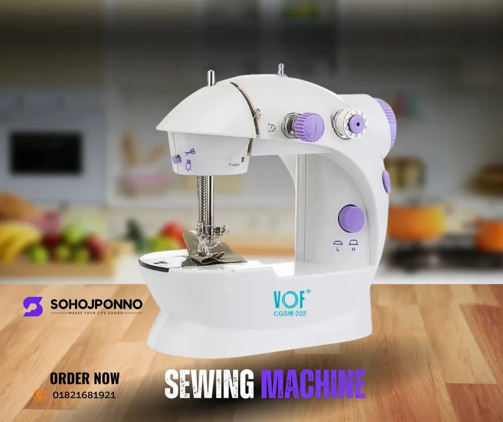 VOF CGSM-202 Mini Electric Sewing Machine - Portable Dual Speed Tailoring Machine - Price in Bangladesh - image 2
