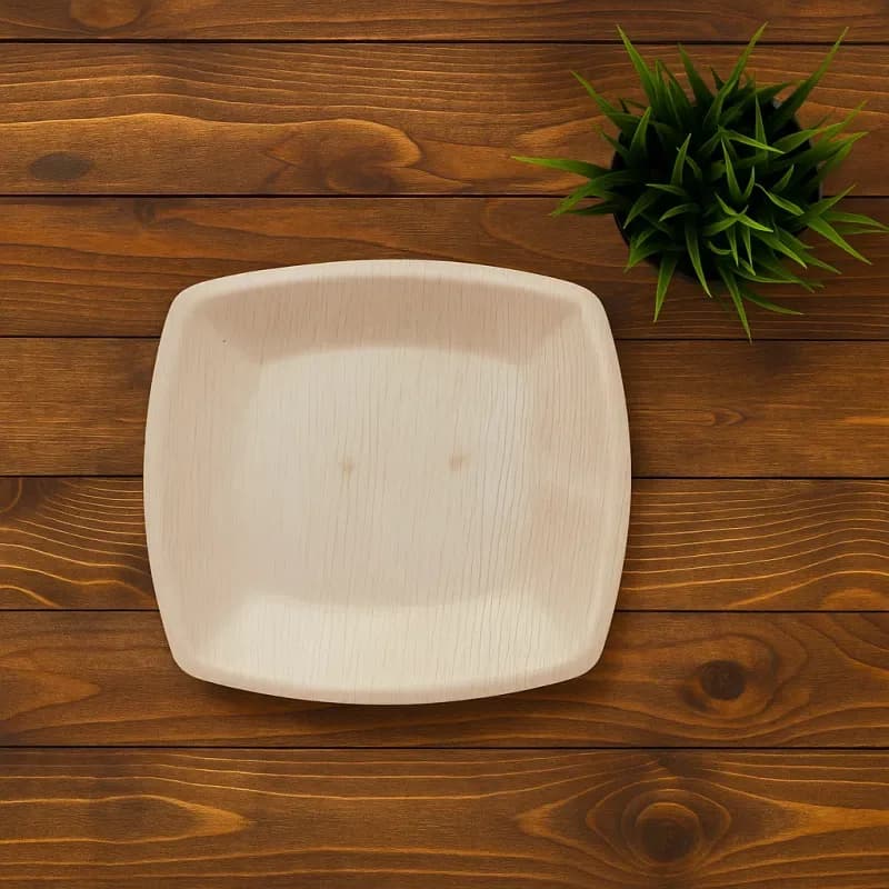 Areca Palm Leaf Quad Square Plate 9 Inch - 6 Pcs Eco Friendly Disposable Plate - Price in Bangladesh