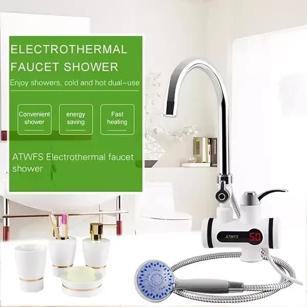 Temperature Display Instant Hot Water Tap with Shower Head - Electric Heating Faucet - Price in Bangladesh - image 4