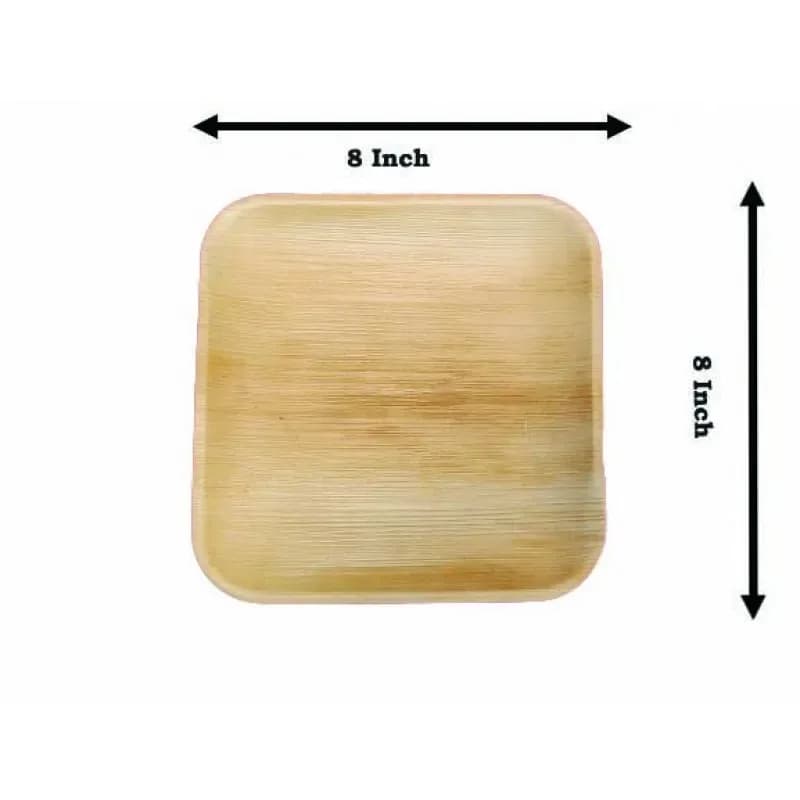 Areca Palm Leaf Square Snacks Plate 8 Inch - 6 Pcs Eco Friendly Disposable Plate - Price in Bangladesh - image 4